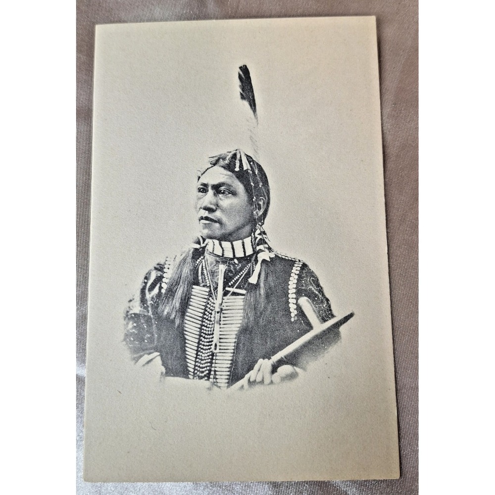 Rare Antique Vintage Native American Indian Photo Postcard Pawnee Chief NOS